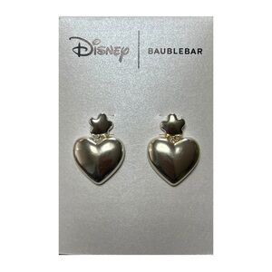 BaubleBar Disney Silver Heart Drop Earrings with Star Studs